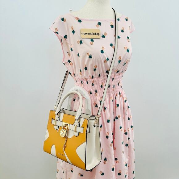 Michael Kors Purse Hamilton Satchel Crossbody Golden Rod Multi - Picture 9 of 9